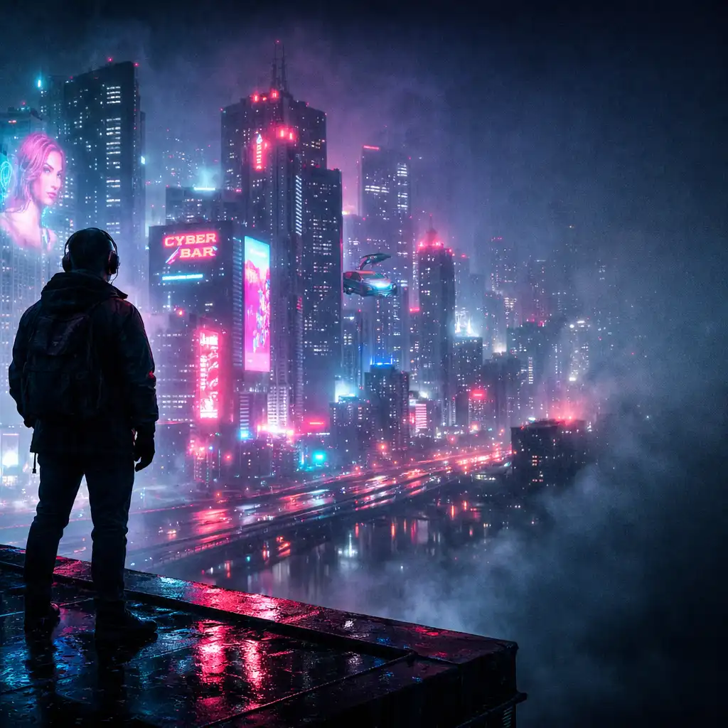 Cyberpunkowe miasto nocą – główna recenzja
