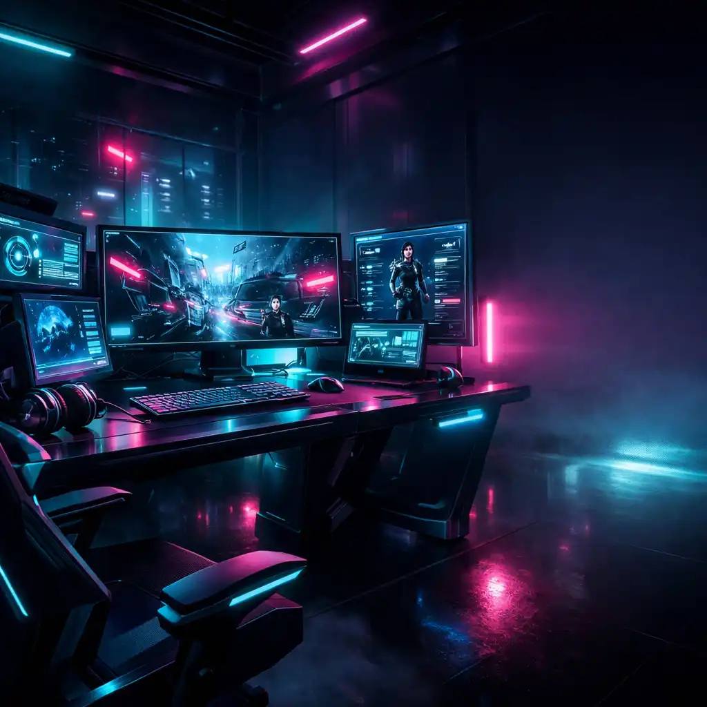 Cyberpunkowy pokój gracza