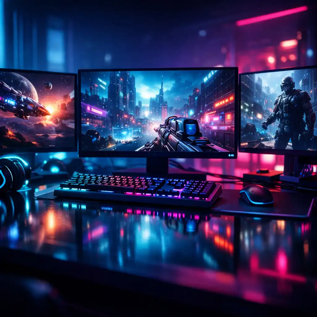 Stanowisko gamingowe neon